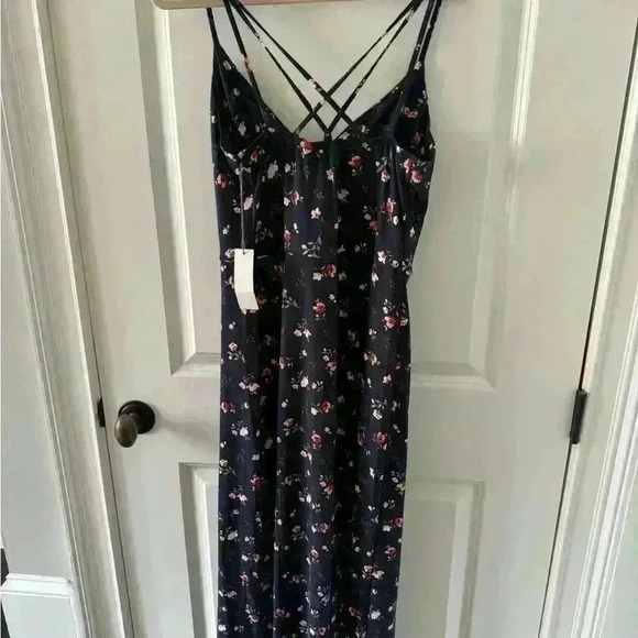 NINE BRITTON Willow Brushed Maxi Dress ~ L ~ Navy Floral ~ NWT! - Picture 7 of 9